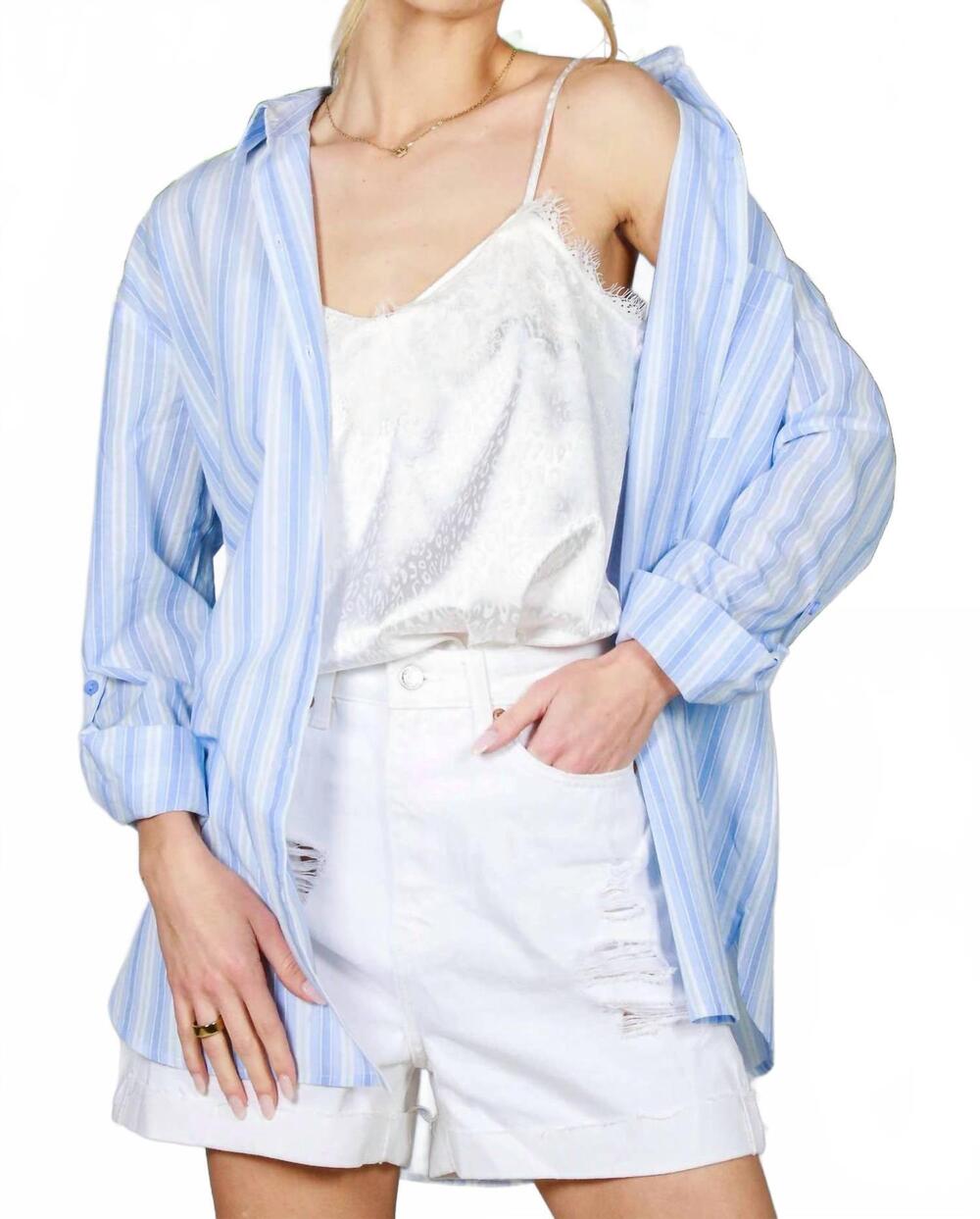 NEW VINE & LOVE women's portside stripe shirt in blue